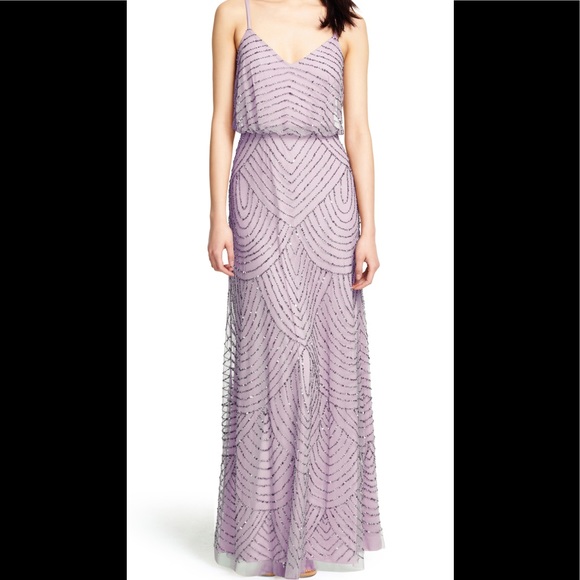 adrianna papell purple beaded dress